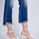 PLUS SIZE - HIGH RISE STRETCH CROP FLARE WITH FRAY HEM JEANS: 16/32