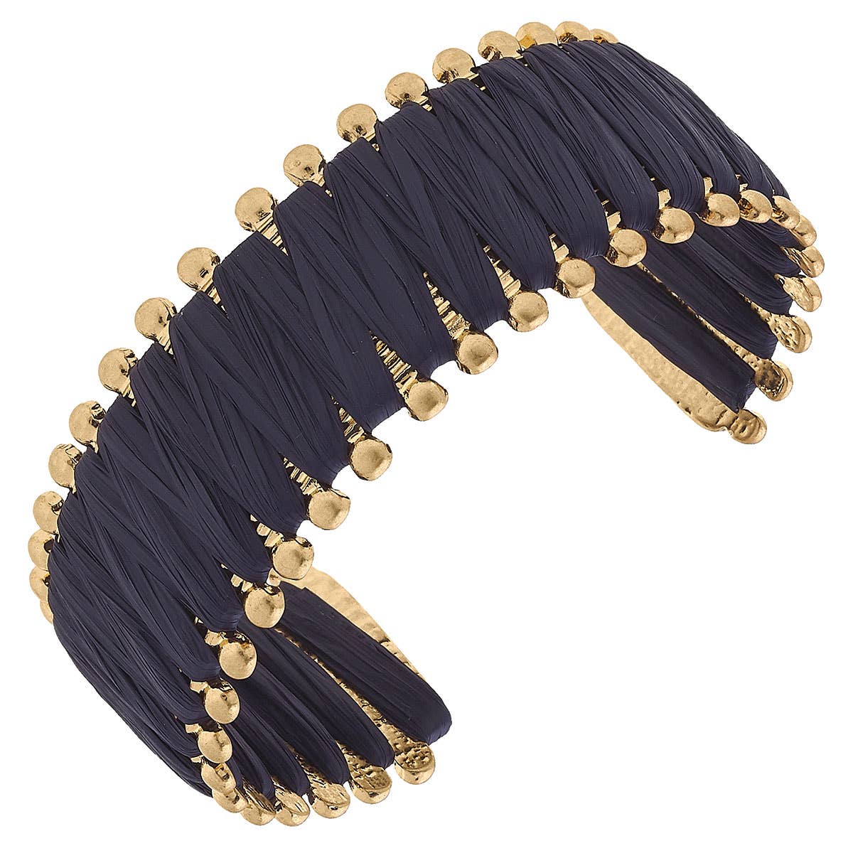 Bora Bora Raffia Cuff Bracelet: Navy