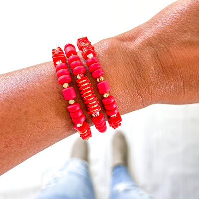 Red Game Day Bracelets &  Necklaces: RED CHUNKY BRACELET