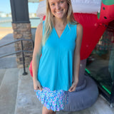 Clear Turquoise V-Neck Tank