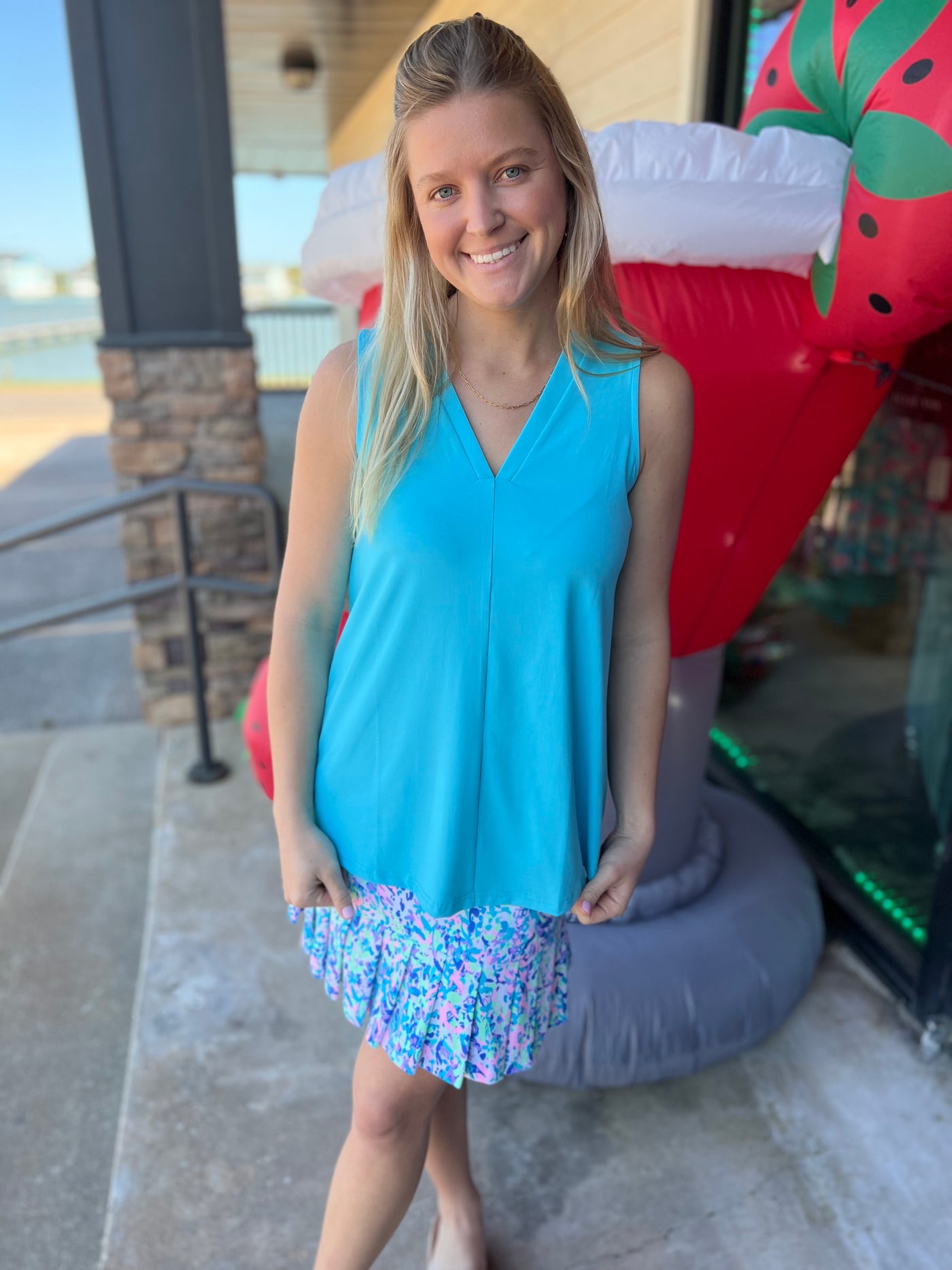 Clear Turquoise Sleeveless Tank