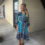 Blue Ruffle Sleeve Dress