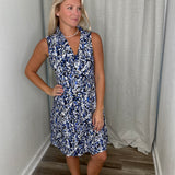 Vines Blues & Black Ruffle Dress