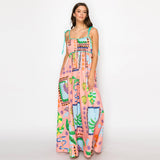 Tropical Print Cotton Maxi Dress