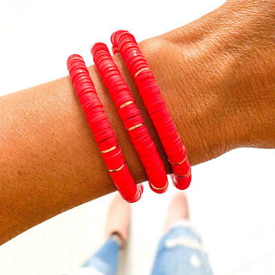 Red Game Day Bracelets &  Necklaces: RED CHUNKY BRACELET