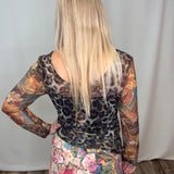 Leopard Bee Pattern Mesh Top