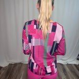 Abstract Block Reversible V-Neck Top