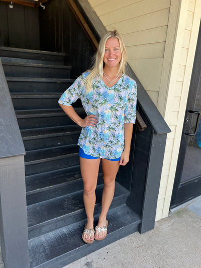 Palm Tree Short Sleeve Top