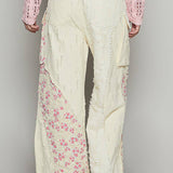 crochet detail denim pants