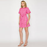 Pink Checker Boucle Mini Dress