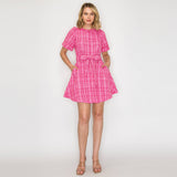 Pink Checker Boucle Mini Dress