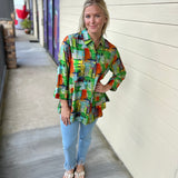 Green Zip Back Shirt