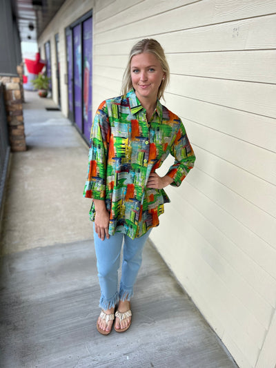 Green Zip Back Shirt
