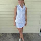 Khaki & White Stripe Scallop Skort