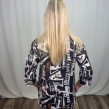 Black Printed Cowl Top