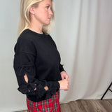 Bow Embellished Long-Sleeve Crew Neck Knit Sweater