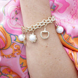 Elise Horsebits & Pearls Charm Bracelet in Shiny Gold