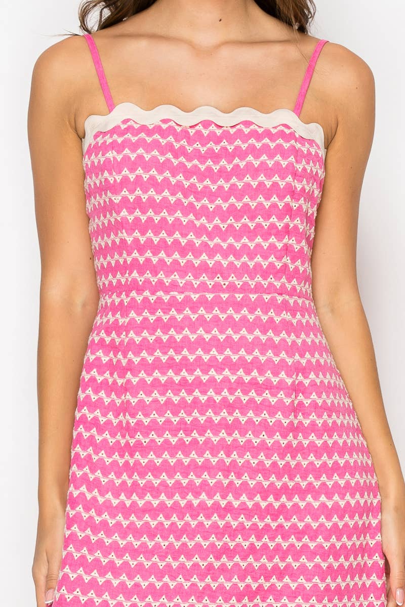 Pink Embroidery Mini Cami Dress