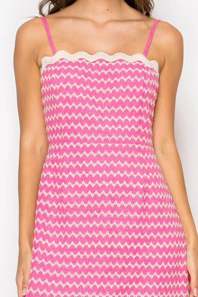 Pink Embroidery Mini Cami Dress