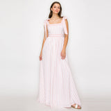 Pink Stripe Maxi Dress Shoulder Tie