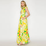 Sunny Yellow Flower Maxi Dress