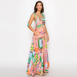 Tropical Print Cotton Maxi Dress