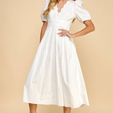 Neckline Scalloped Detail Midi Dress