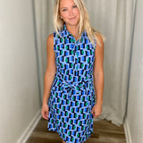 Geo Circles Green Safari Dress