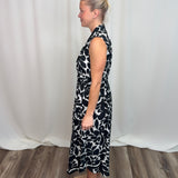 White & Black Printed Zip Dress