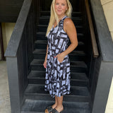 Black & White Crinkle Tank Dress