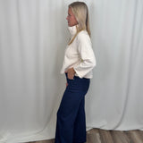 Cobalt Windowpane Plaid 29" Wide Leg Jean