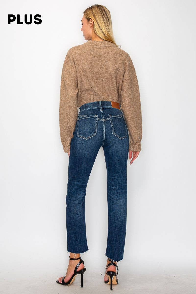 PLUS - TUMMY CONTROL HIGH RISE STRAIGHT JEANS: 16 (32)