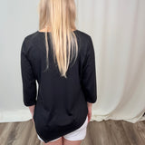 Black Scoop Neck Asymmetrical Top