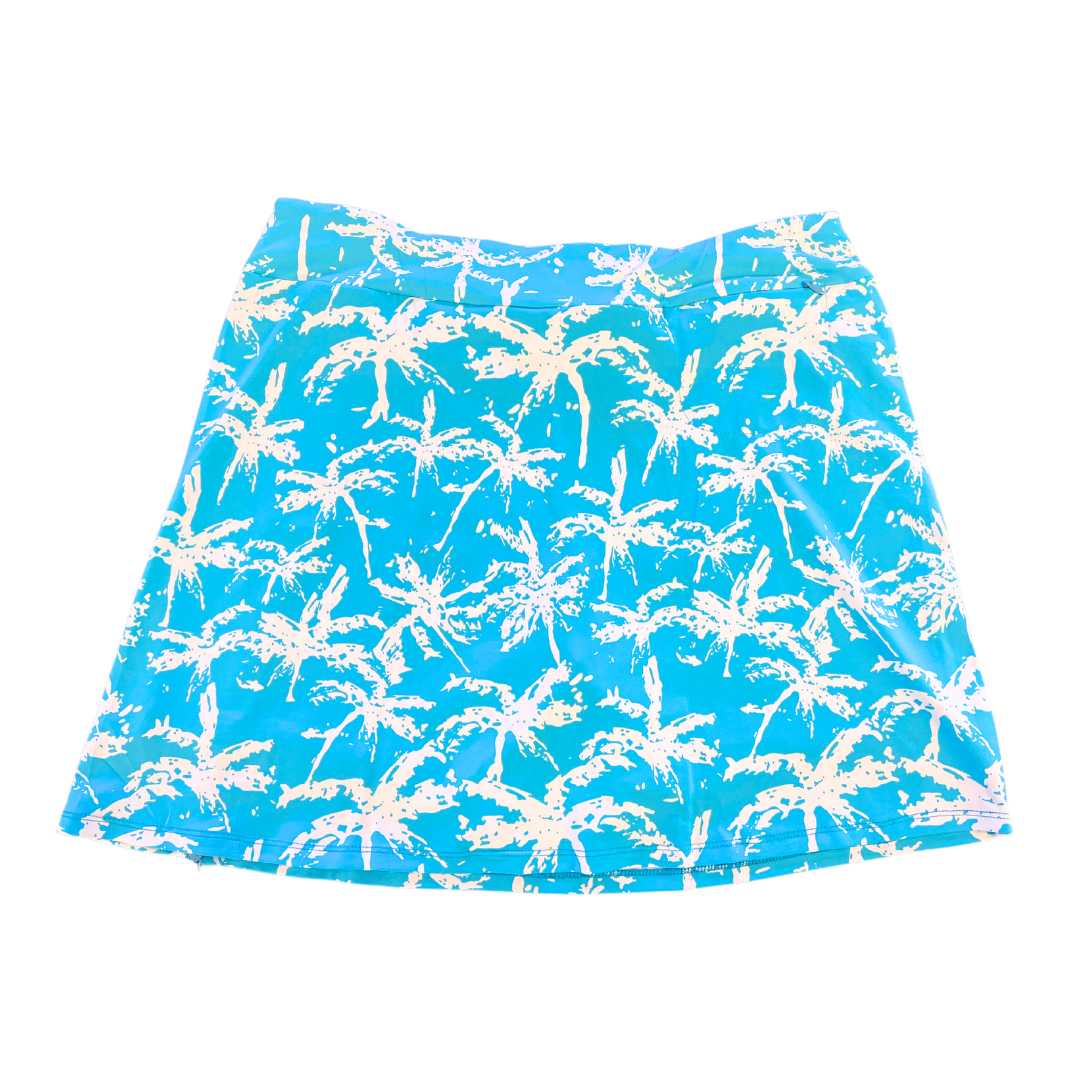 Aqua Palm Tree Zip Skort