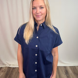 Stretch Cap-Sleeve Shirt