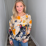 Printed Dollman Sleeves Dog Sweater