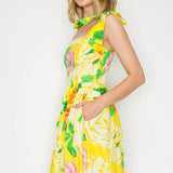 Sunny Yellow Flower Maxi Dress