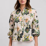 White Multi Long Sleeve Short Shirt