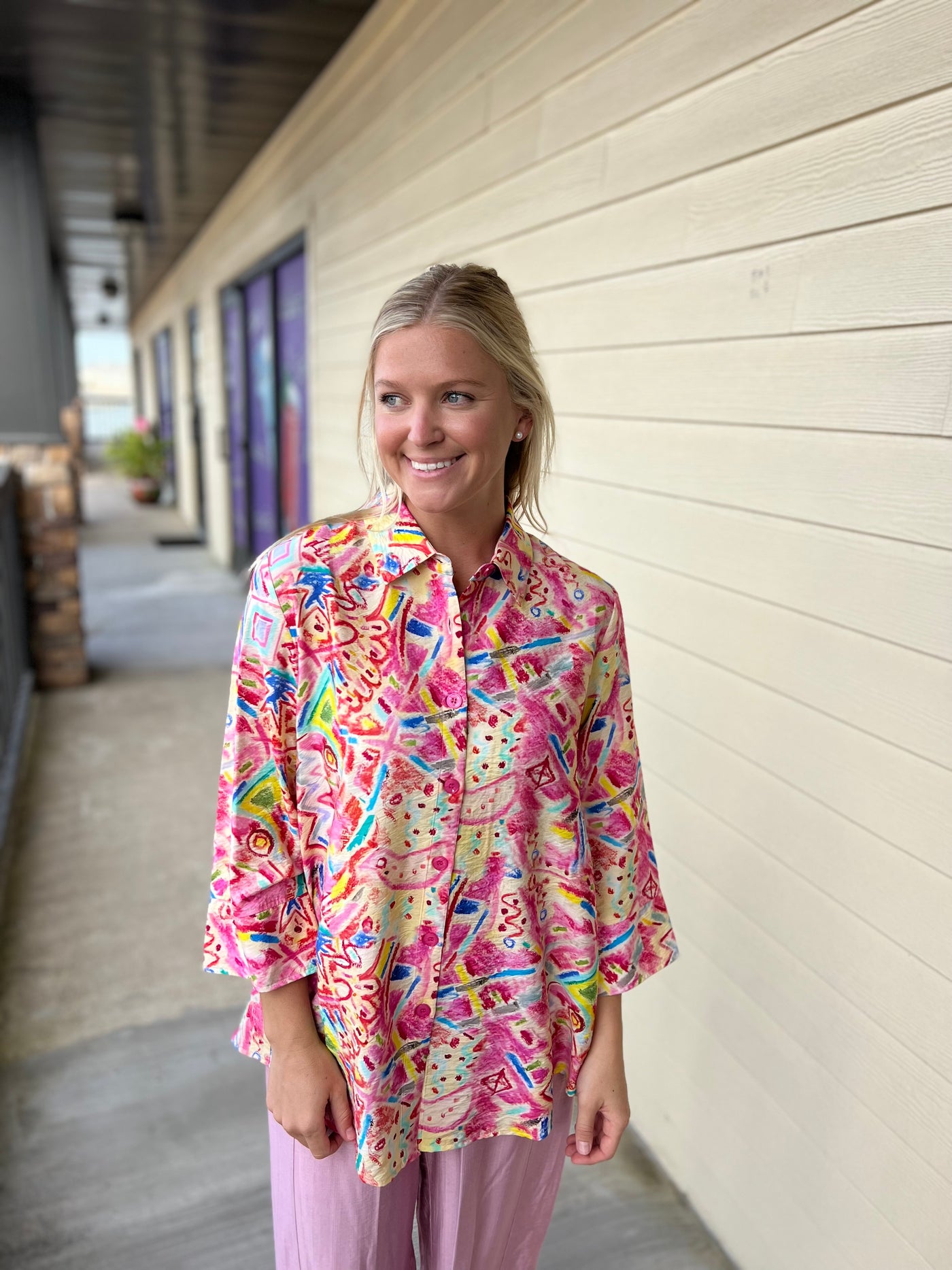 Pink Zip Back Shirt