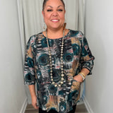 Teal Printed One Pocket Top