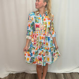 Tropical Cotton Button Up Dress