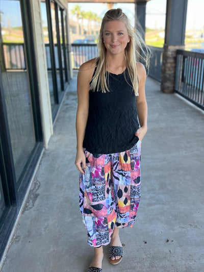Black Crushed Tank Top