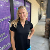 Black Short Sleeve Collar Top