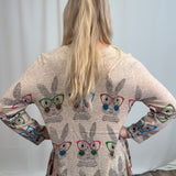 Bunny Printed V Neck Sweater