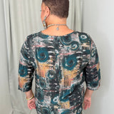 Teal Printed One Pocket Top