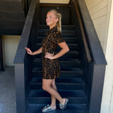 Leopard Puff Sleeves Shirt Dress