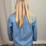 Soft Indigo Pinpoint 3/4 Button Sleeve Shirt