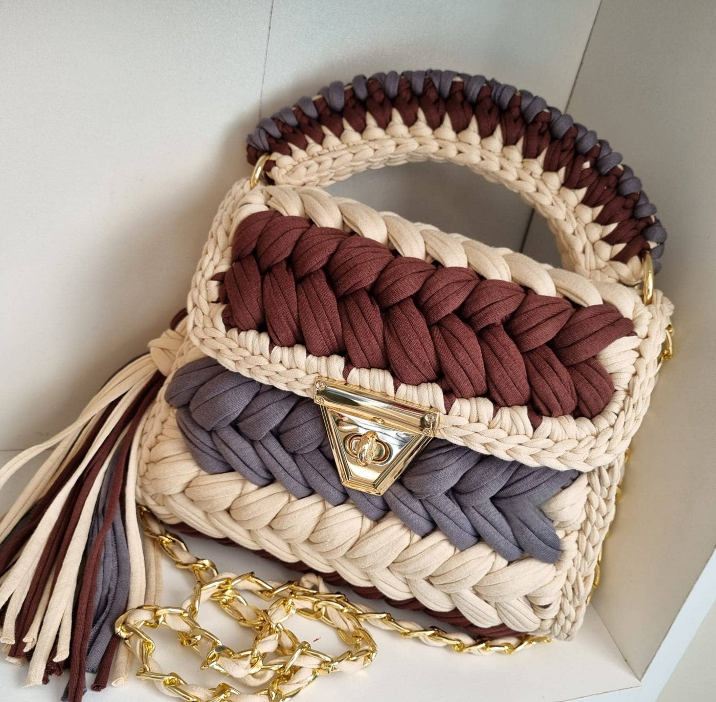 CHQEL Evening Clutch Bag for Women, Handmade Crochet Wedding