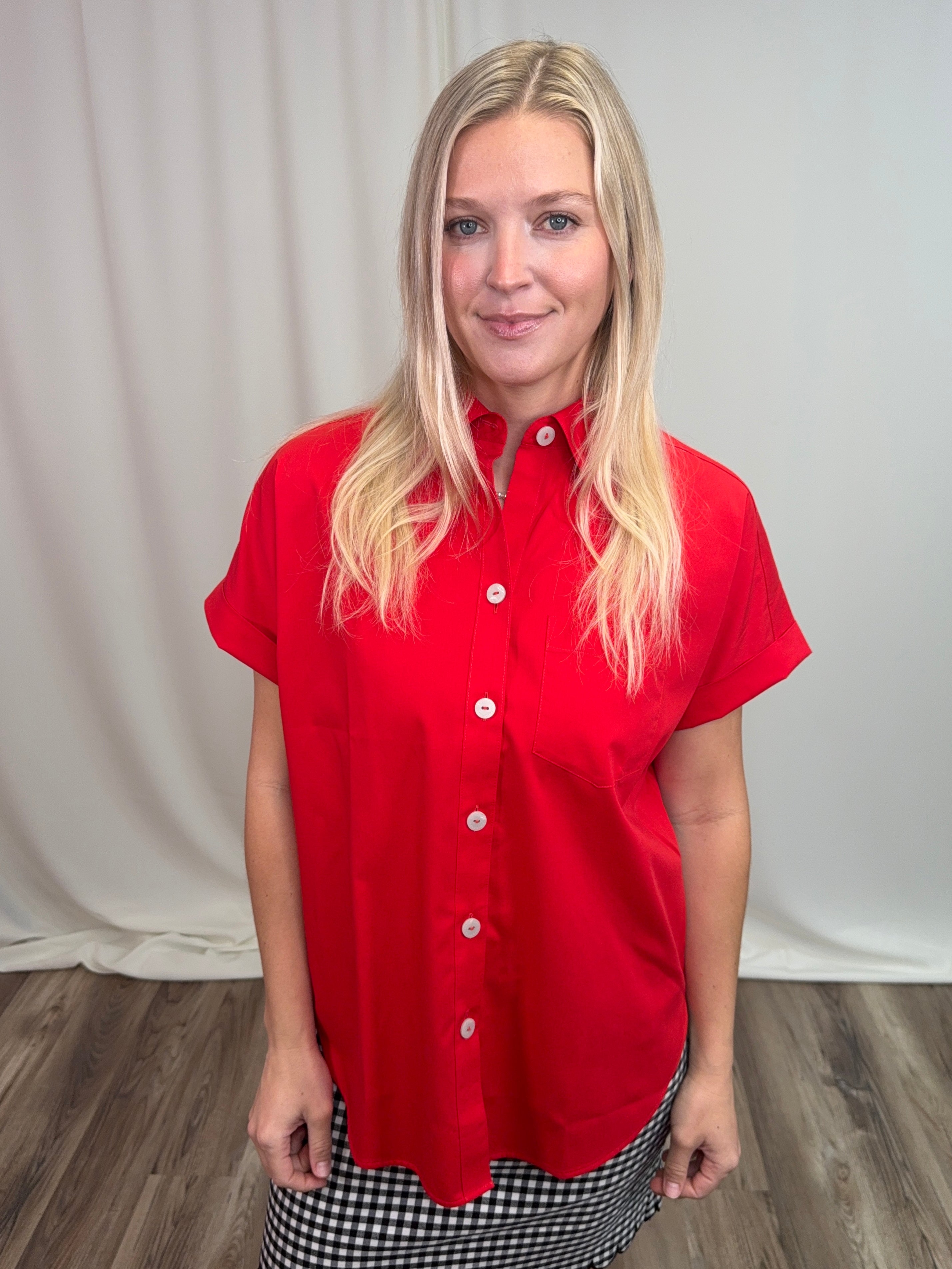 Stretch Cap-Sleeve Shirt