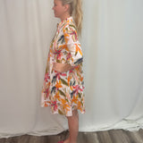 Floral Bouquet Cotton Button Up Dress